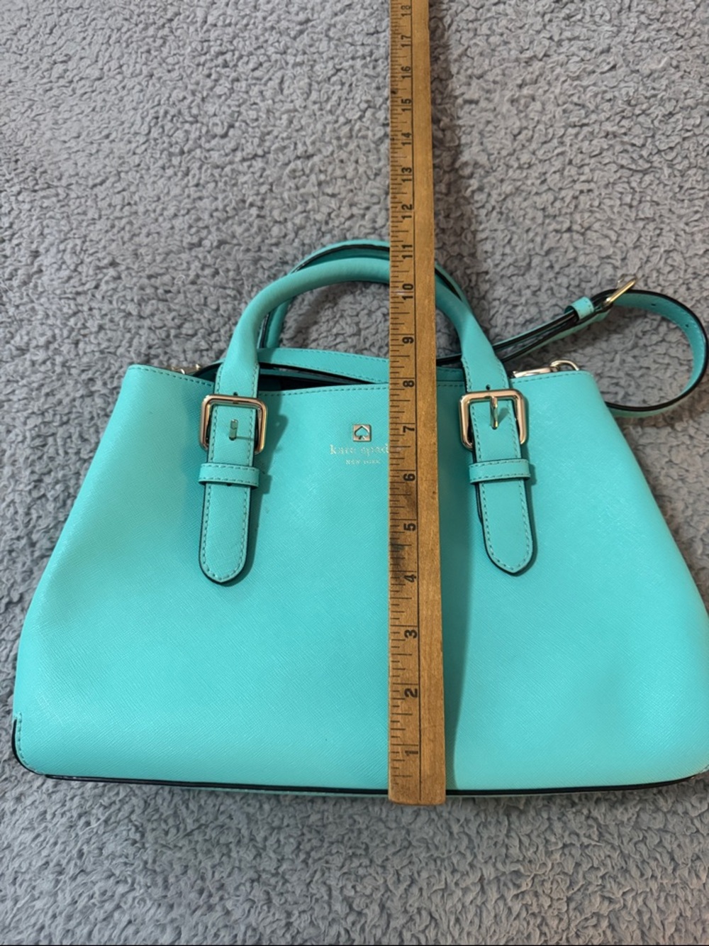 kate spade turquoise satchel with gold hardware - Picture 4 of 6